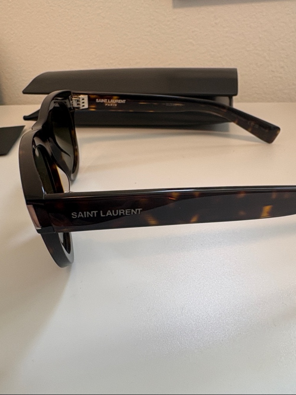 NWT [Saint Laurent] SL 571 Square Brown/Black Tortoise Acetate Luxury Sunglasses - Picture 7 of 12
